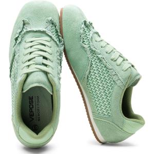 image:imageVepose Womens Fashion Sneakers Dressy Casual Square Toe Lace Detail Retro Tennis Shoes Comfortable Walking 8205 TrainersGreen Woven