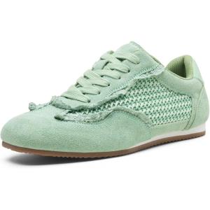 image:imageVepose Womens Fashion Sneakers Dressy Casual Square Toe Lace Detail Retro Tennis Shoes Comfortable Walking 8205 TrainersGreen Woven01