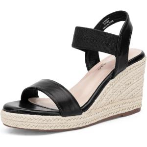 image:imageVepose Womens Wedge Sandals Platform Espadrilles Sandal Slip On Open Toe with Ankle Strap Comfortable Low Heel Summer Dressy 881 ShoesBlackpu