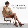 image:imageVEPOSE Womens Chelsea Boots 9519 Slip on Platform Chunky Heel Round Toe Ankle Boot with Elastic BandBrownchelsea Boots9519