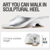 image:imageVepose Womens Heeled Sandals Comfortable Cute 2 Inch Sculptural Low Chunky Block Heels Sexy Square Open Toe Slip on Sandals for Wedding Prom Party Elegantes Sandalias 6112Silver
