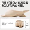 image:imageVepose Womens Heeled Sandals Comfortable Cute 2 Inch Sculptural Low Chunky Block Heels Sexy Square Open Toe Slip on Sandals for Wedding Prom Party Elegantes Sandalias 6112Nude