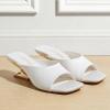 image:imageVepose Womens Heeled Sandals Comfortable Cute 2 Inch Sculptural Low Chunky Block Heels Sexy Square Open Toe Slip on Sandals for Wedding Prom Party Elegantes Sandalias 6112Satin White