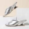 image:imageVepose Womens Heeled Sandals Comfortable Cute 2 Inch Sculptural Low Chunky Block Heels Sexy Square Open Toe Slip on Sandals for Wedding Prom Party Elegantes Sandalias 6112Silver Pu