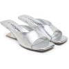 image:imageVepose Womens Heeled Sandals Comfortable Cute 2 Inch Sculptural Low Chunky Block Heels Sexy Square Open Toe Slip on Sandals for Wedding Prom Party Elegantes Sandalias 6112Silver Pu