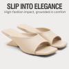 image:imageVepose Womens Heeled Sandals Comfortable Cute 2 Inch Sculptural Low Chunky Block Heels Sexy Square Open Toe Slip on Sandals for Wedding Prom Party Elegantes Sandalias 6112Nude