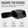 image:imageVepose Womens Low Chunky Heel Sandals Square Open Toe Dress 6109 Sandals Comfortable SlipOn Design with Rhinestones Sexy Evening Party ShoesBlack