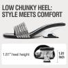 image:imageVepose Womens Low Chunky Heel Sandals Square Open Toe Dress 6109 Sandals Comfortable SlipOn Design with Rhinestones Sexy Evening Party ShoesBlack Rhinestone