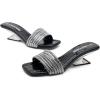 image:imageVepose Womens Low Chunky Heel Sandals Square Open Toe Dress 6109 Sandals Comfortable SlipOn Design with Rhinestones Sexy Evening Party ShoesBlack01