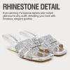 image:imageVepose Womens Low Chunky Heel Sandals Square Open Toe Dress 6109 Sandals Comfortable SlipOn Design with Rhinestones Sexy Evening Party ShoesSilver