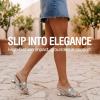 image:imageVepose Womens Low Chunky Heel Sandals Square Open Toe Dress 6109 Sandals Comfortable SlipOn Design with Rhinestones Sexy Evening Party ShoesSilver