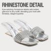 image:imageVepose Womens Low Chunky Heel Sandals Square Open Toe Dress 6109 Sandals Comfortable SlipOn Design with Rhinestones Sexy Evening Party ShoesSilver Rhinestone