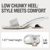 image:imageVepose Womens Low Chunky Heel Sandals Square Open Toe Dress 6109 Sandals Comfortable SlipOn Design with Rhinestones Sexy Evening Party ShoesSilver Rhinestone