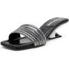 image:imageVepose Womens Low Chunky Heel Sandals Square Open Toe Dress 6109 Sandals Comfortable SlipOn Design with Rhinestones Sexy Evening Party ShoesBlack Rhinestone