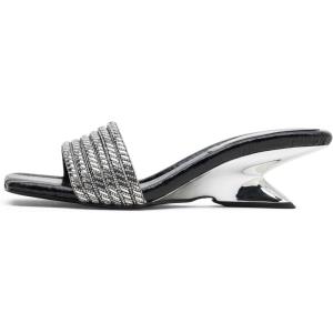 image:imageVepose Womens Low Chunky Heel Sandals Square Open Toe Dress 6109 Sandals Comfortable SlipOn Design with Rhinestones Sexy Evening Party ShoesBlack01