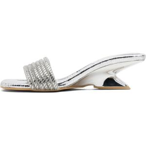 image:imageVepose Womens Low Chunky Heel Sandals Square Open Toe Dress 6109 Sandals Comfortable SlipOn Design with Rhinestones Sexy Evening Party ShoesSilver01
