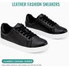 image:imageVepose Womens Walking Sneakers White Dressy Tennis Shoes with Arch Support Lace up Casual Low Top Fashion Travel ShoesBlack