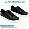 image:imageVepose Womens Walking Sneakers White Dressy Tennis Shoes with Arch Support Lace up Casual Low Top Fashion Travel ShoesBlackleather