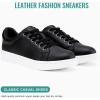 image:imageVepose Womens Walking Sneakers White Dressy Tennis Shoes with Arch Support Lace up Casual Low Top Fashion Travel ShoesBlackleather