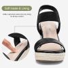 image:imageVepose Womens Wedge Sandals Platform Espadrilles Open Toe Ankle Strap Comfortable Dressy Summer Shoes for Daily Travel Casual 881Blackpu