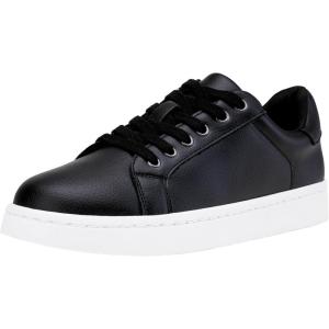 image:imageVepose Womens Walking Sneakers White Dressy Tennis Shoes with Arch Support Lace up Casual Low Top Fashion Travel ShoesAblack8003