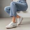image:imageVepose Womens Retro Fashion Sneakers Comfortable Walking Shoes with Boho PomPom Charm NonSlip Laceup Trainers for Travel Commuting amp Casual OutingsWhite Grey01