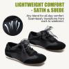 image:imageVepose Womens Satin amp Suede Gat Sneakers Retro Classic Ribbon Lace Trainers with Memory Foam Lightweight NonSlip Gum Sole Walking Shoes for Travel and AllDay Wear 8202Black