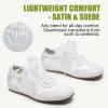 image:imageVepose Womens Satin amp Suede Gat Sneakers Retro Classic Ribbon Lace Trainers with Memory Foam Lightweight NonSlip Gum Sole Walking Shoes for Travel and AllDay Wear 8202White