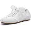 image:imageVepose Womens Satin amp Suede Gat Sneakers Retro Classic Ribbon Lace Trainers with Memory Foam Lightweight NonSlip Gum Sole Walking Shoes for Travel and AllDay Wear 8202Pure White