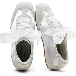 image:imageVepose Womens Satin amp Suede Gat Sneakers Retro Classic Ribbon Lace Trainers with Memory Foam Lightweight NonSlip Gum Sole Walking Shoes for Travel and AllDay Wear 8202Grey