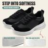 image:imageVepose Womens Lightweight Platform Sneakers Chunky Casual Tennis Shoes Memory Foam Non Slip Suede Raffia PU Lace Up Everyday Walking Travel Office 8216Black Pu Suede