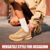 image:imageVepose Womens Lightweight Platform Sneakers Chunky Casual Tennis Shoes Memory Foam Non Slip Suede Raffia PU Lace Up Everyday Walking Travel Office 8216Brown Raffia Suede