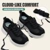 image:imageVepose Womens Lightweight Platform Sneakers Chunky Casual Tennis Shoes Memory Foam Non Slip Suede Raffia PU Lace Up Everyday Walking Travel Office 8216Black Pu Suede