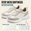 image:imageVepose Womens Lightweight Platform Sneakers Chunky Casual Tennis Shoes Memory Foam Non Slip Suede Raffia PU Lace Up Everyday Walking Travel Office 8216Beige Pu Suede