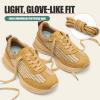 image:imageVepose Womens Lightweight Platform Sneakers Chunky Casual Tennis Shoes Memory Foam Non Slip Suede Raffia PU Lace Up Everyday Walking Travel Office 8216Brown Raffia Suede