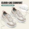 image:imageVepose Womens Lightweight Platform Sneakers Chunky Casual Tennis Shoes Memory Foam Non Slip Suede Raffia PU Lace Up Everyday Walking Travel Office 8216Beige Pu Suede