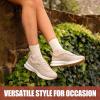 image:imageVepose Womens Lightweight Platform Sneakers Chunky Casual Tennis Shoes Memory Foam Non Slip Suede Raffia PU Lace Up Everyday Walking Travel Office 8216Beige Raffia Suede