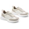 image:imageVepose Womens Lightweight Platform Sneakers Chunky Casual Tennis Shoes Memory Foam Non Slip Suede Raffia PU Lace Up Everyday Walking Travel Office 8216Beige Pu8216sneakers01