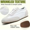 image:imageVepose Womens Retro GAT Casual Sneakers Lightweight Square Toe Suede Trainers Removable Pom Pom Comfortable Memory Foam Cute Everyday Commute Travel Shoes 8200White Greysneaker 8200