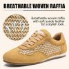 image:imageVepose Womens Retro GAT Sneakers Suede Raffia Fashion Trainers Removable Flap Square Toe Memory Foam Non Slip Casual Everyday Walking Tennis Shoes Travel 8203Brown