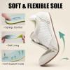 image:imageVepose Womens Retro GAT Sneakers Suede Raffia Fashion Trainers Removable Flap Square Toe Memory Foam Non Slip Casual Everyday Walking Tennis Shoes Travel 8203White Grey