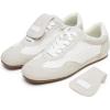 image:imageVepose Womens Retro GAT Sneakers Suede Raffia Fashion Trainers Removable Flap Square Toe Memory Foam Non Slip Casual Everyday Walking Tennis Shoes Travel 8203White Grey01
