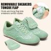 image:imageVepose Womens Retro GAT Sneakers Suede Raffia Fashion Trainers Removable Flap Square Toe Memory Foam Non Slip Casual Everyday Walking Tennis Shoes Travel 8203Green
