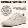 image:imageVepose Womens Retro GAT Sneakers Suede Raffia Fashion Trainers Removable Flap Square Toe Memory Foam Non Slip Casual Everyday Walking Tennis Shoes Travel 8203Beige