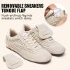 image:imageVepose Womens Retro GAT Sneakers Suede Raffia Fashion Trainers Removable Flap Square Toe Memory Foam Non Slip Casual Everyday Walking Tennis Shoes Travel 8203Beige