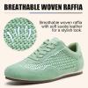 image:imageVepose Womens Retro GAT Sneakers Suede Raffia Fashion Trainers Removable Flap Square Toe Memory Foam Non Slip Casual Everyday Walking Tennis Shoes Travel 8203Green