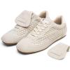 image:imageVepose Womens Retro GAT Sneakers Suede Raffia Fashion Trainers Removable Flap Square Toe Memory Foam Non Slip Casual Everyday Walking Tennis Shoes Travel 8203Beige01