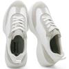 White Grey Pu Pu Suede