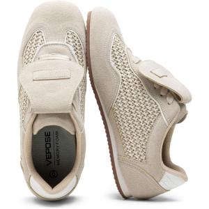 image:imageVepose Womens Retro GAT Sneakers Suede Raffia Fashion Trainers Removable Flap Square Toe Memory Foam Non Slip Casual Everyday Walking Tennis Shoes Travel 8203Beige