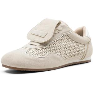 image:imageVepose Womens Retro GAT Sneakers Suede Raffia Fashion Trainers Removable Flap Square Toe Memory Foam Non Slip Casual Everyday Walking Tennis Shoes Travel 8203Beige01